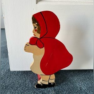 Vintage from the 40’s/50’s wood Little Red Riding Hood door stop